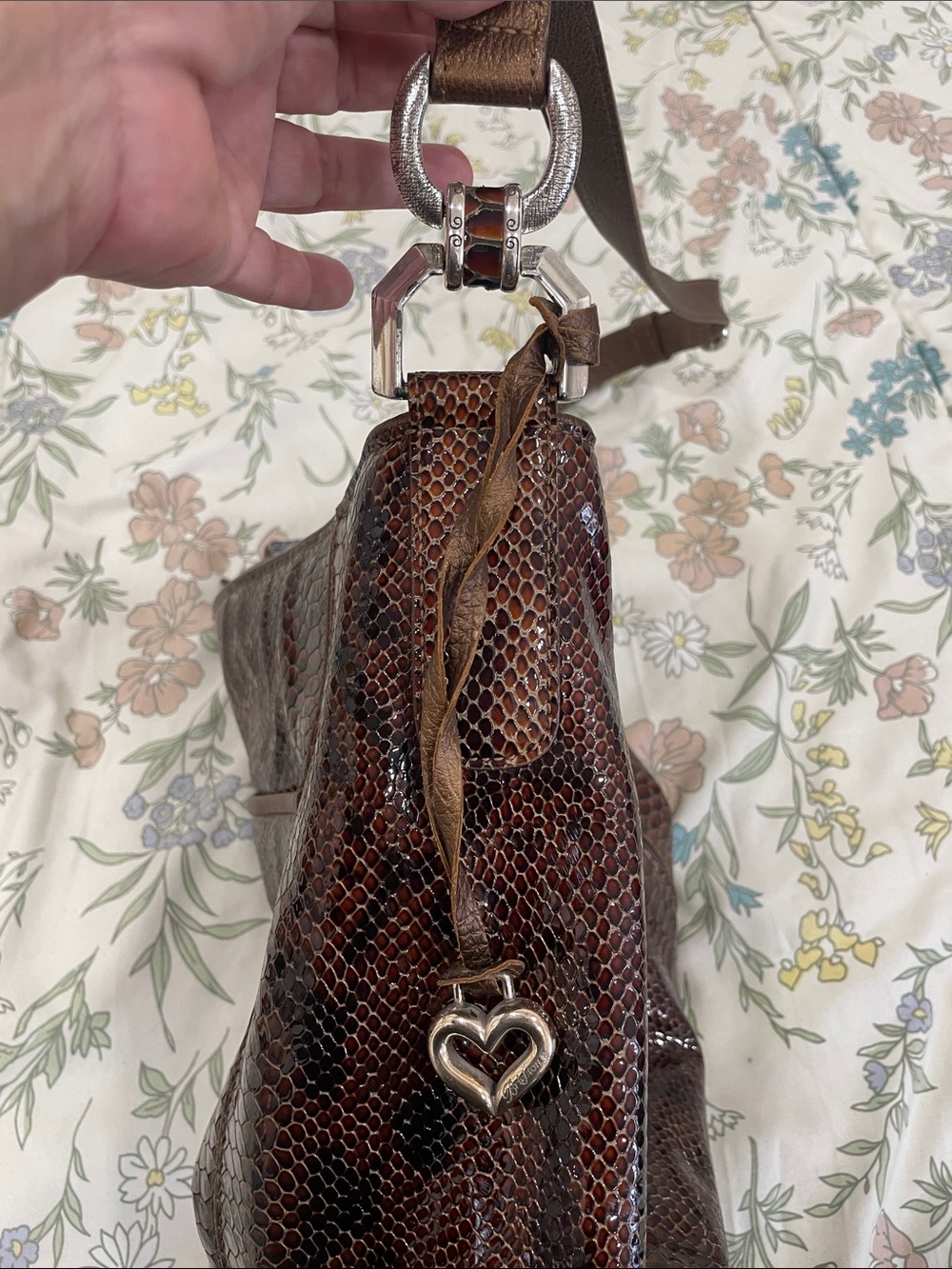 Brighton Brown Faux-Snakeskin Shoulder Bag with Matching Wallet - Picture 12 of 16